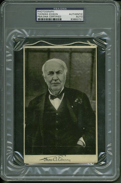 Thomas Edison Superbly Signed 4" x 6.5" Photograph (PSA/DNA Encapsulated)