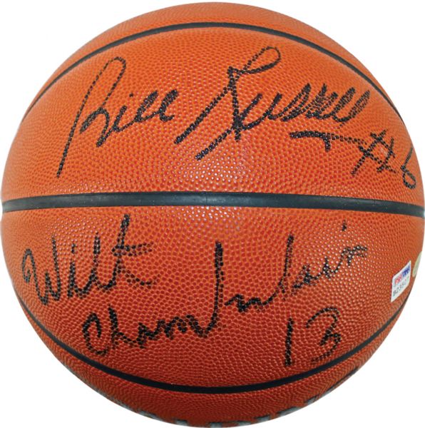 Wilt Chamberlain & Bill Russell Dual-Signed NBA Leather Game Model Basketball (PSA/DNA)