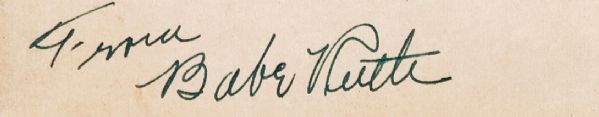 Babe Ruth Near-Mint Signed 1.5" x 3" Album Page (PSA/JSA Guaranteed)