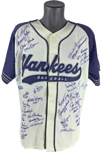 Yankees Greats Multi-Signed Jersey w/ ULTRA RARE Pre-Rookie Jeter "POY 94" Signature! (PSA/DNA)