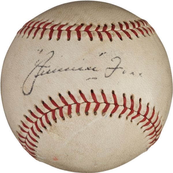 Jimmie Foxx Stunning Single Signed Baseball w/ Near-Mint 7 Graded Autograph! (PSA/DNA & JSA)