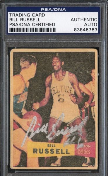 Bill Russell Rare Signed 1957 Topps Rookie Basketball Card! (PSA/DNA Encapsulated)