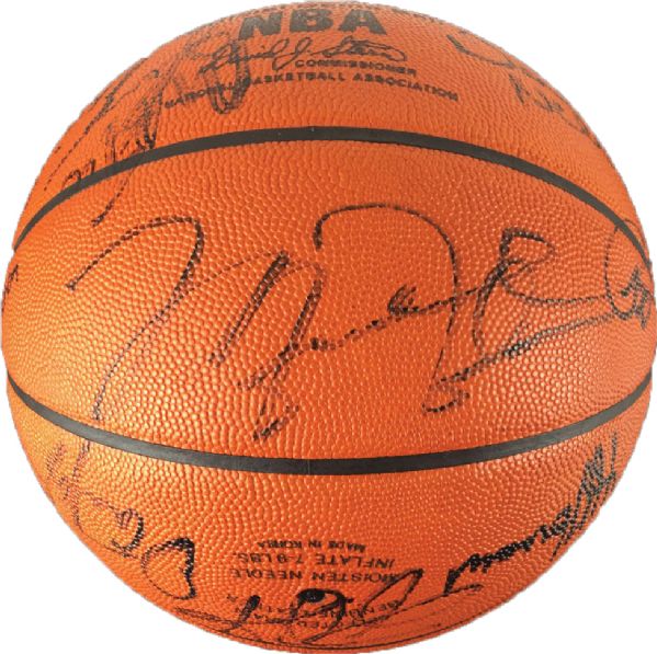 1992 NBA All-Star Team Signed Basketball w/ Jordan, Pippen, Malone, Reggie Lewis & Others! (PSA/DNA)