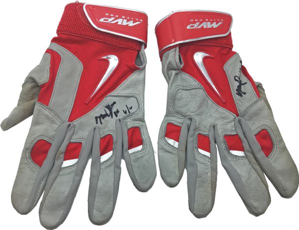 Mike Trout Game Used & Signed 2015 Angels "MVP" Batting Gloves (Anderson Authentics & PSA/JSA Guaranteed)