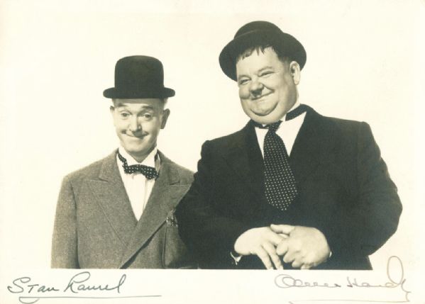 Stan Laurel & Oliver Hardy Extraordinary Signed Vintage 5" x 7" Photograph (PSA/JSA Guaranteed)