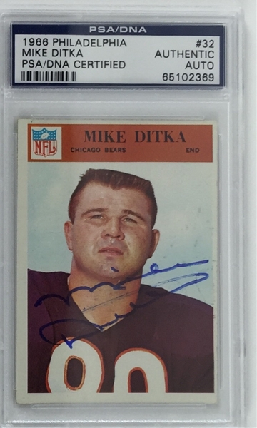 Mike Ditka Signed 1966 Philadelphia Trading Card (PSA/DNA Encapsulated)