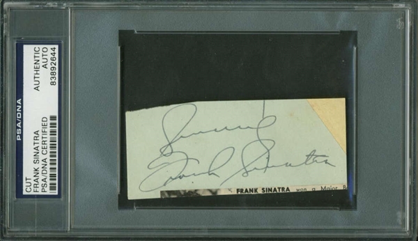 Frank Sinatra Vintage Signed 1" x 3" Album Page (PSA/DNA Encapsulated)