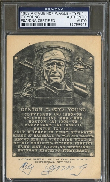 Cy Young Signed Hall of Fame Postcard (PSA/DNA Graded MINT 9!)