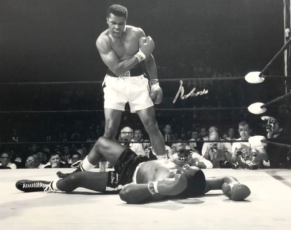 Muhammad Ali Signed 11" x 14" B&W Photo feat. Liston KO (PSA/DNA)