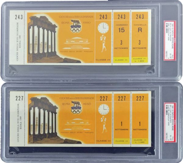 Muhammad Ali 1960 Rome Olympics Ticket Set :: 2nd Round-Finals :: Incl. Gold Medal Fight! (PSA Encapsulated)