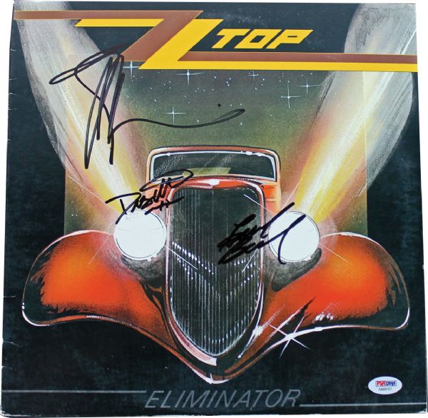 ZZ Top Group Signed "Eliminator" Record Album (PSA/DNA)