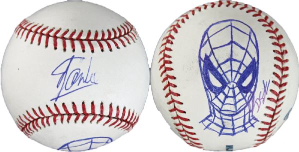 Stan Lee & Dietrich O. Smith Dual-Signed OML Baseball w/ Spider-Man Sketch Drawn by Smith (PSA/DNA)
