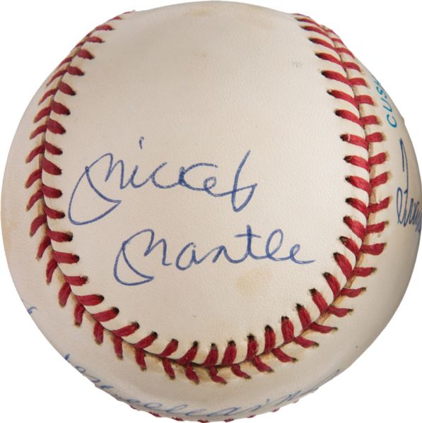 Triple Crown: Multi-Signed OAL Baseball c. 1990 w/ Mantle, Williams, Yaz & Robinson (UDA)