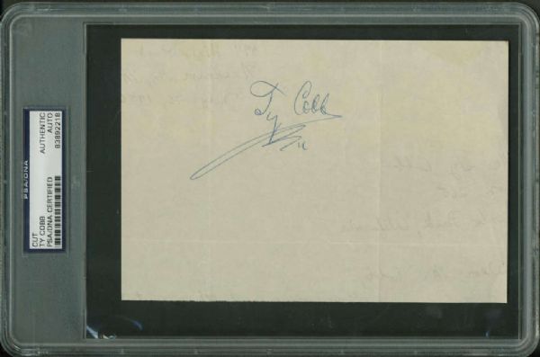 Ty Cobb Stunning vintage Signed Large 5" x 6" Album Page (PSA/DNA)