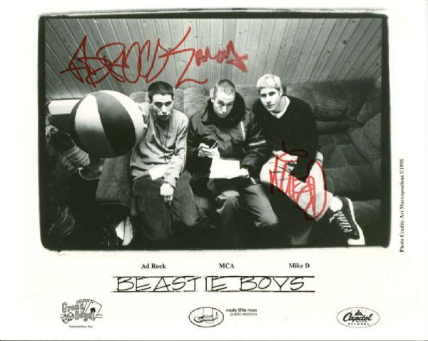 Beastie Boys Signed 8" x 10" Black & White Promotional Photograph w/ 3 Signatures! (PSA/DNA)