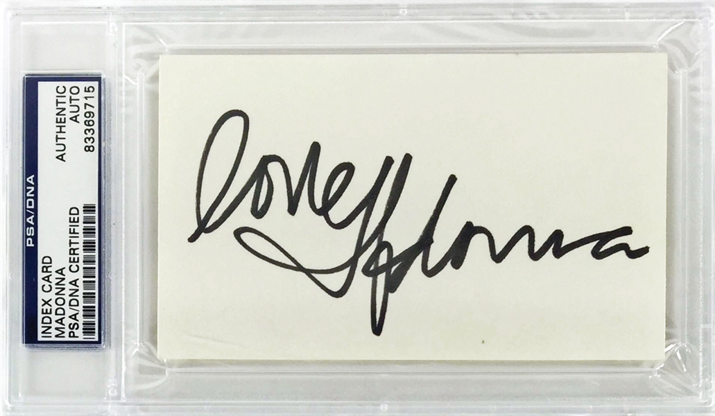 Madonna In-Person Signed 3" x 5" Card (PSA/DNA Encapsulated)
