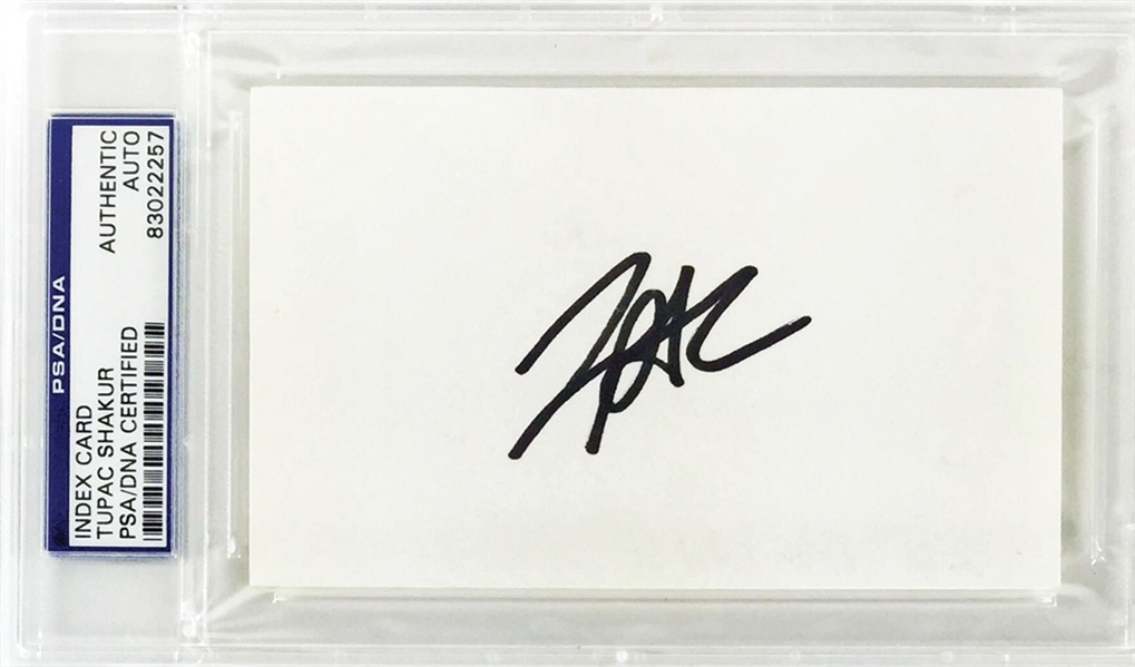 Tupac Shakur In-Person Signed 3" x 5" Card - Signed on Set of "Gridlockd" (PSA/DNA Encapsulated) 