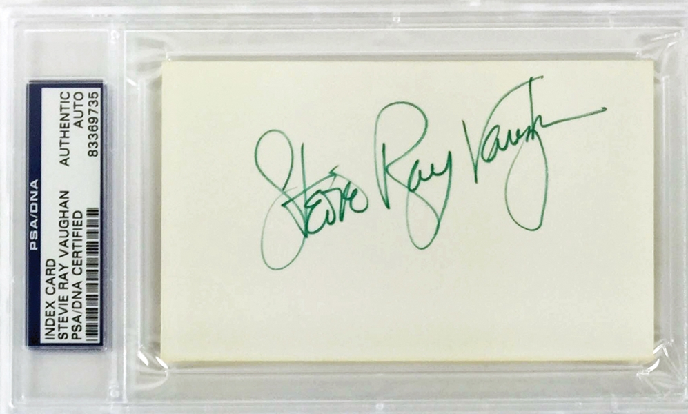 Stevie Ray Vaughan In-Person Signed 3" x 5" Card (PSA/DNA Encapsulated)