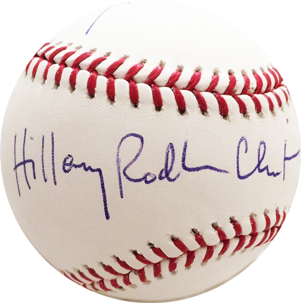 Bill Clinton & Hillary Rodham Clinton Rare Dual Signed OML Baseball w/Signing Pics (PSA/JSA Guaranteed)