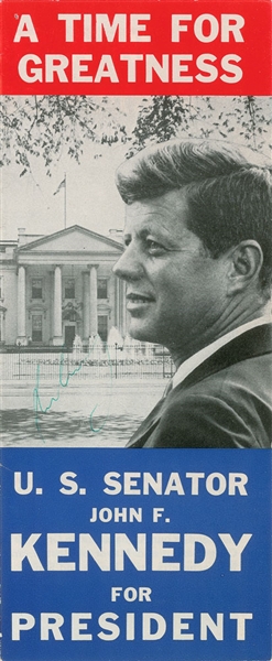 President John F. Kennedy Signed 4" x 9" Color Presidential Campaign Flyer (PSA/JSA Guaranteed)