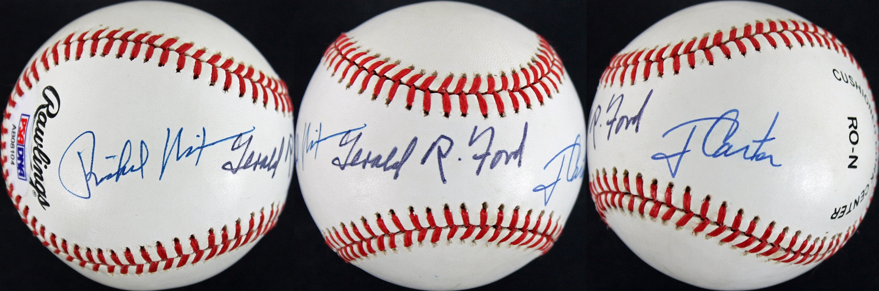 Three Presidents: Nixon, Ford & Carter Rare Signed ONL Baseball (PSA/DNA)