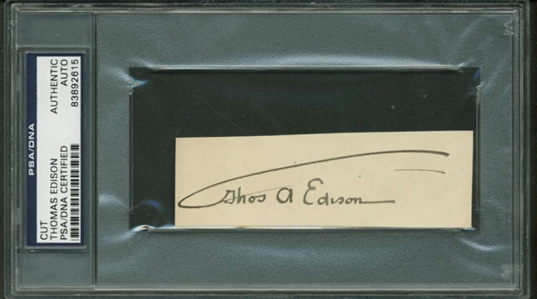 Thomas Edison Signed Vintage Autograph Page with Exceptional Autograph (PSA/DNA Encapsulated)