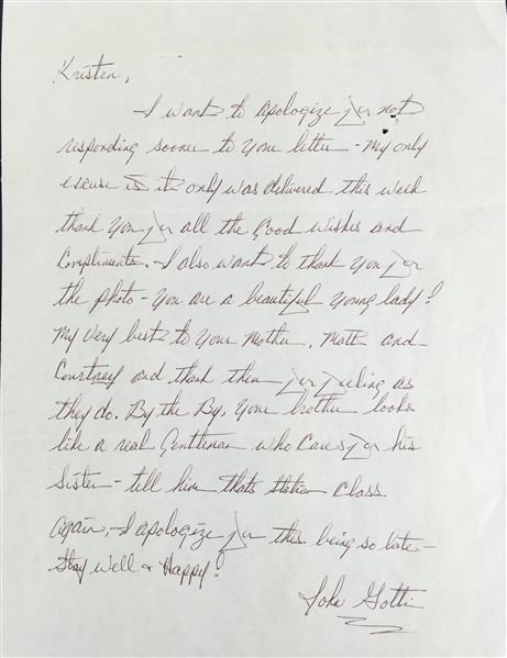 John Gotti Handwritten & Signed Letter from Prison with Original Handwritten Mailing Envelope (JSA)