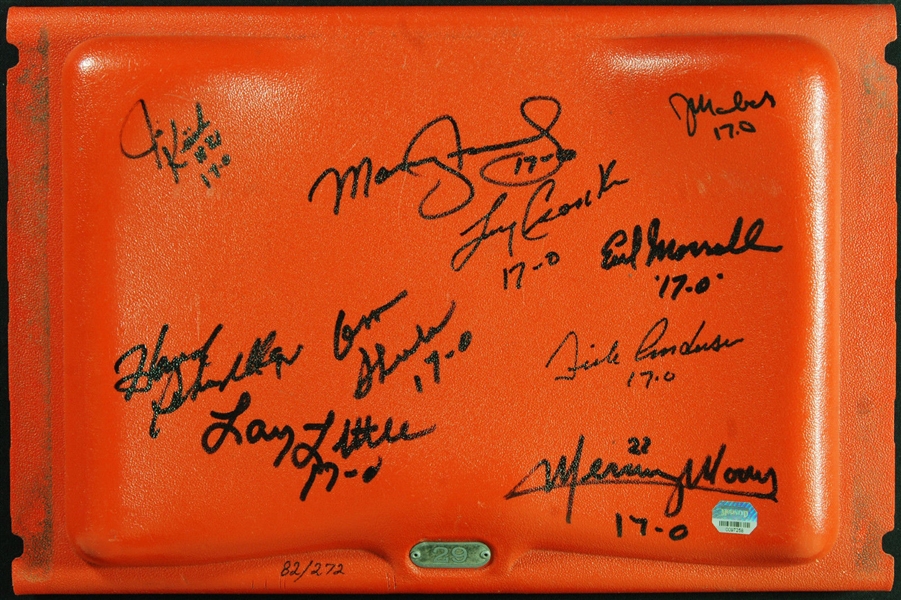1972 Perfect Miami Dolphins Multi-Signed Original Orange Bowl Limited Edition Seat-Back (PSA/DNA)