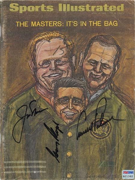 Arnold Palmer, Jack Nicklaus & Gary Player Rare Signed 1966 Sports Illustrated Magazine (PSA/DNA)