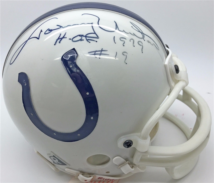Johnny Unitas Signed Colts Mini Helmet w/ Rare "HOF 1979" Inscription! (JSA)