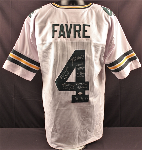 Brett Favre Signed & Inscribed Packers Jersey w/ 6 Stats! (JSA)