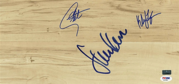Warriors Signed 6" x 14" Floor Board w/ Curry, Thompson & Kerr (PSA/DNA)