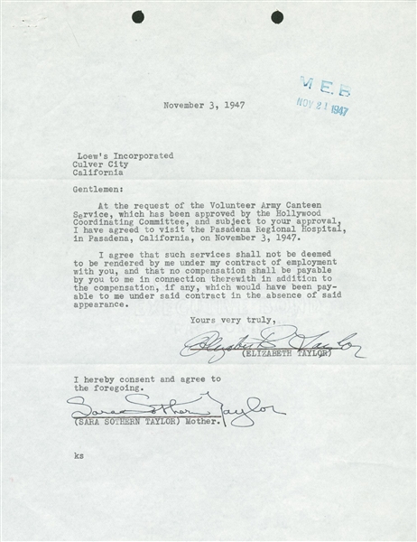 Elizabeth Taylor Signed 1947 Contact (PSA/JSA Guaranteed)