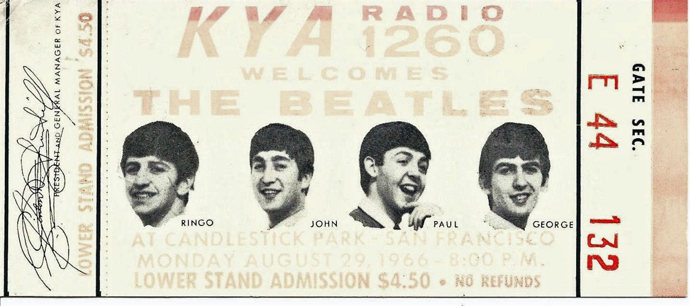 The Beatles: Original Unused Candlestick Park Ticket, The Beatles Final Live Concert!