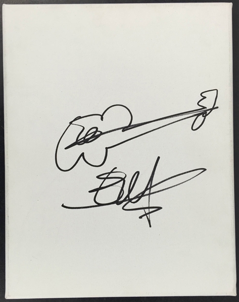 U2: The Edge Hand Drawn & Signed Guitar Sketch on Canvas (JSA)