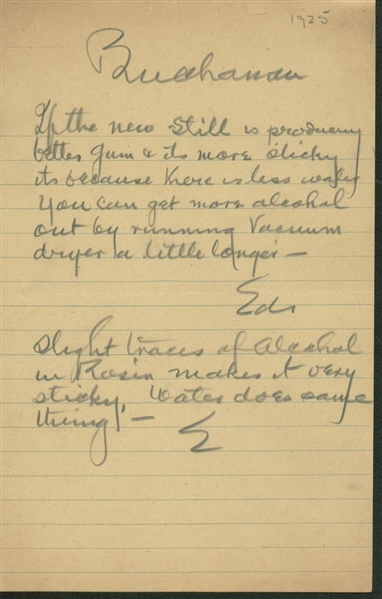 Thomas Edison Signed & Hand Written 4" x 7" Lab Note w/ Procedural Changes! (JSA)
