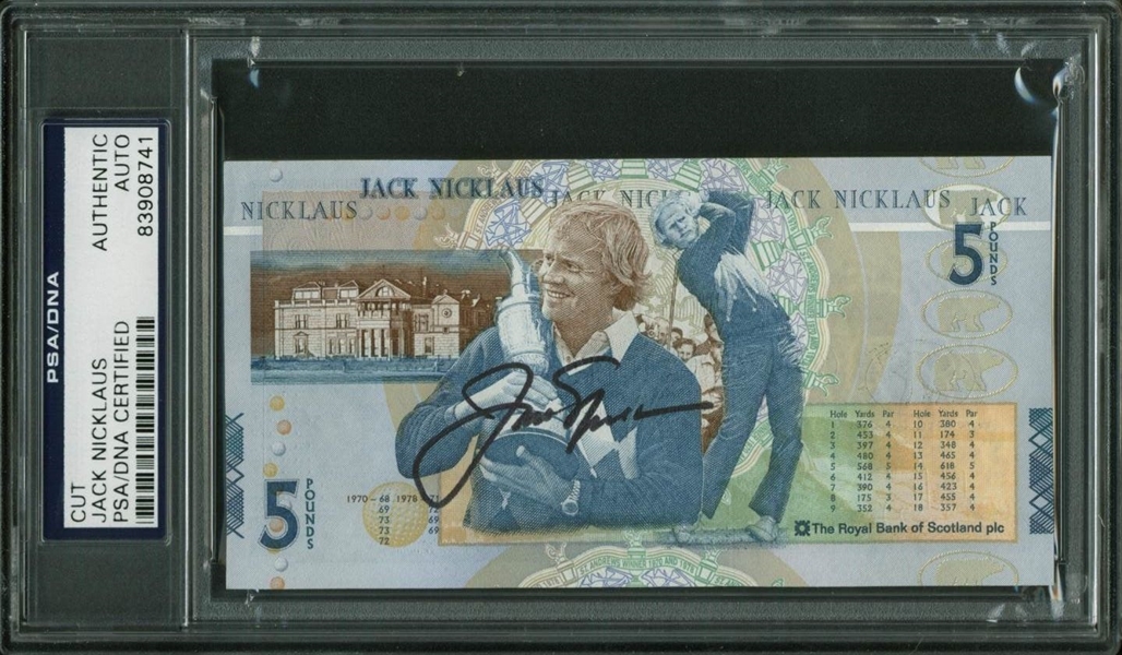 Jack Nicklaus Signed 5 Pound Scottish Bank Note (PSA/DNA Encapsulated)