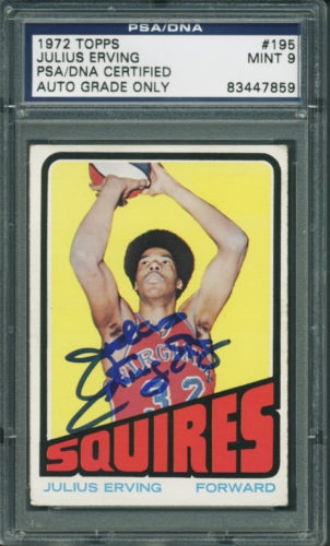 1972 Topps #195 Julius Erving Signed Rookie Card - PSA/DNA Graded MINT 9!