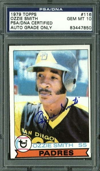 Ozzie Smith Signed 1979 Topps Rookie Card - PSA/DNA Graded GEM MINT 10!