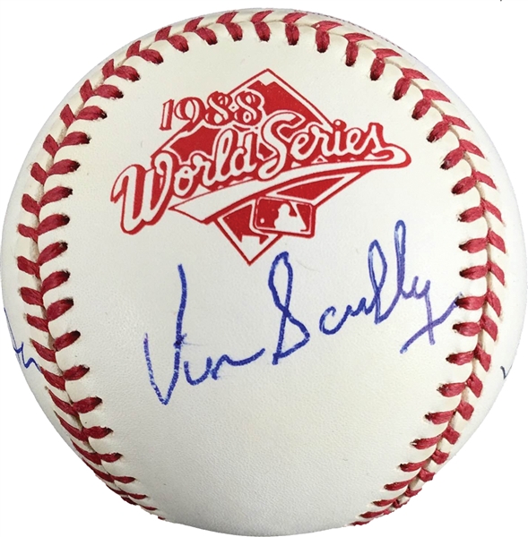 1988 LA Dodgers Stars Signed 1988 World Series Baseball with Scully, Hershiser, Gibson & Lasorda (PSA/DNA)
