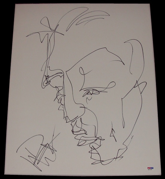 Dave Matthews MASSIVE 16" x 20" Detailed Hand Drawn/Signed Self Sketch! (PSA/DNA)