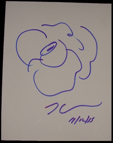 Jeff Koons ULTRA-RARE 11" x 14" Signed & Hand Sketched Flower (PSA/JSA Guaranteed)