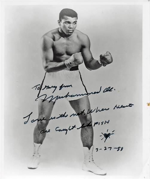 Muhammad Ali Signed 8" x 10" B&W Photo with Superb Inscription (PSA/DNA)
