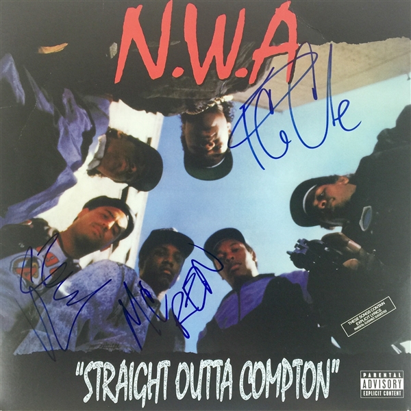 N.W.A. Group Signed "Straight Outta Compton" Album Cover w/Ice Cube, MC Ren & DJ Yella (PSA/JSA Guaranteed)