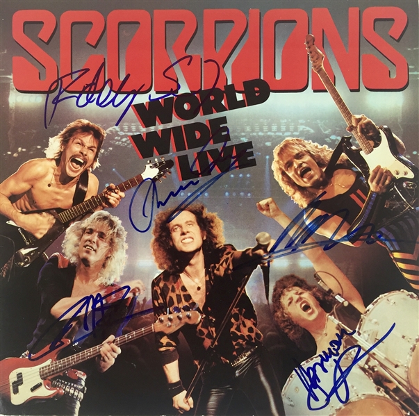 The Scorpions Desirable Signed "World Wide Live" Record Album Cover with All Five Members! (PSA/JSA Guaranteed)