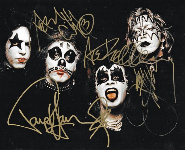 KISS Stellar Signed 8" x 10" Color Photo with All Four Original Members! (PSA/DNA)