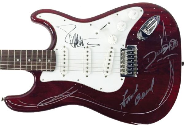 ZZ Top In-Person Signed Strat Style Guitar with Hand Drawn Pinstripe Design by Dusty! (PSA/DNA)