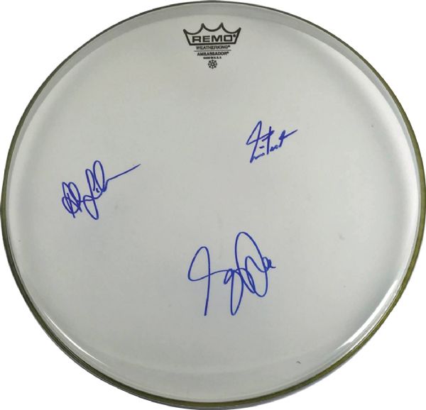 Rush Rare Group Signed 14" Remo Drumhead (PSA/DNA)