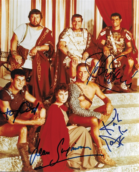 Spartacus Rare Cast Signed 8" x 10" Color Photo with Douglas, Curtis, Simmons & Gavin (PSA/DNA)