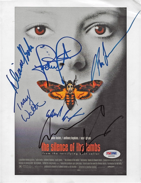 The Silence of the Lambs Cast Signed 8.5" x 11" Screening Program w/Foster, Hopkins, etc (6 Sigs) (PSA/DNA)